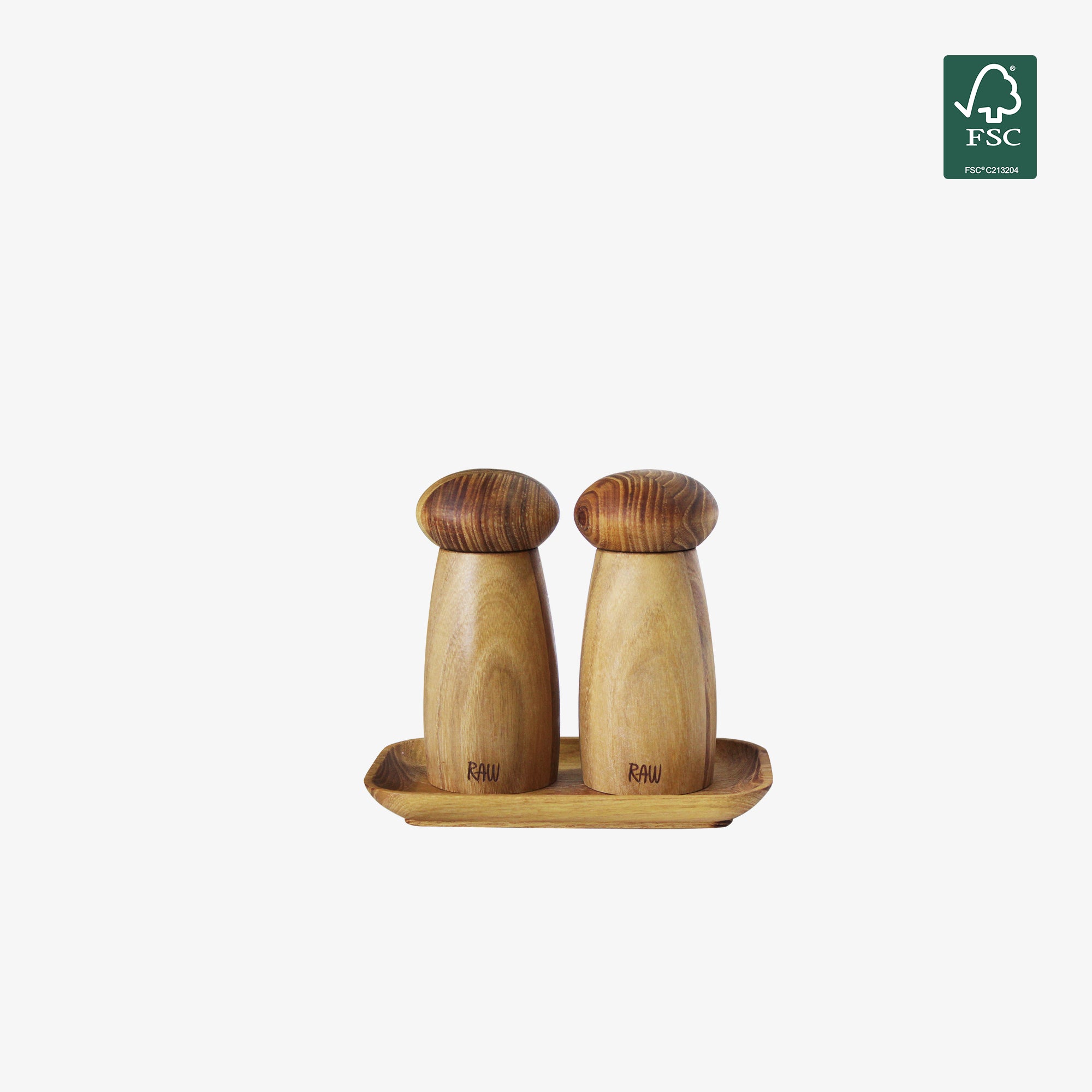 RAW Teak lille kværnesæt med bakke 3 dele | Natural