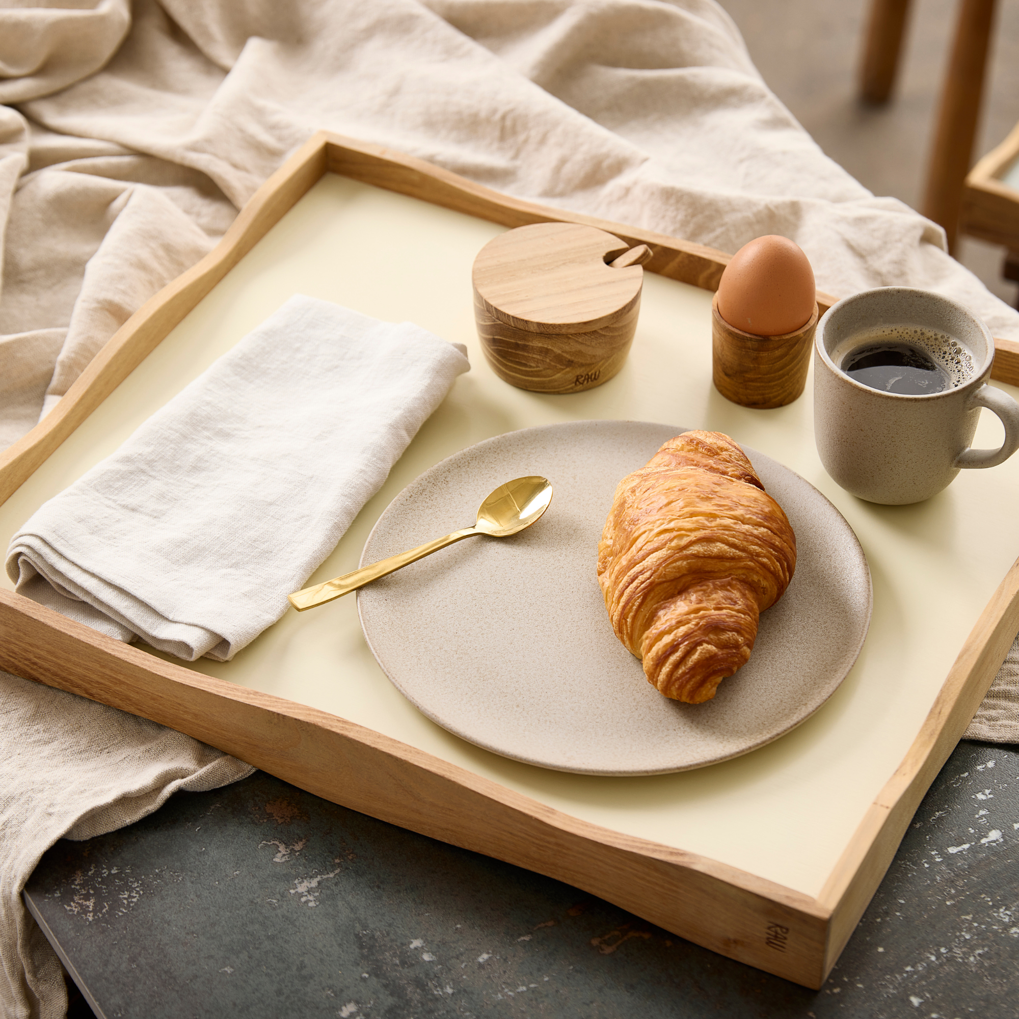 RAW Teak vendbar bakke 45 cm | Natural