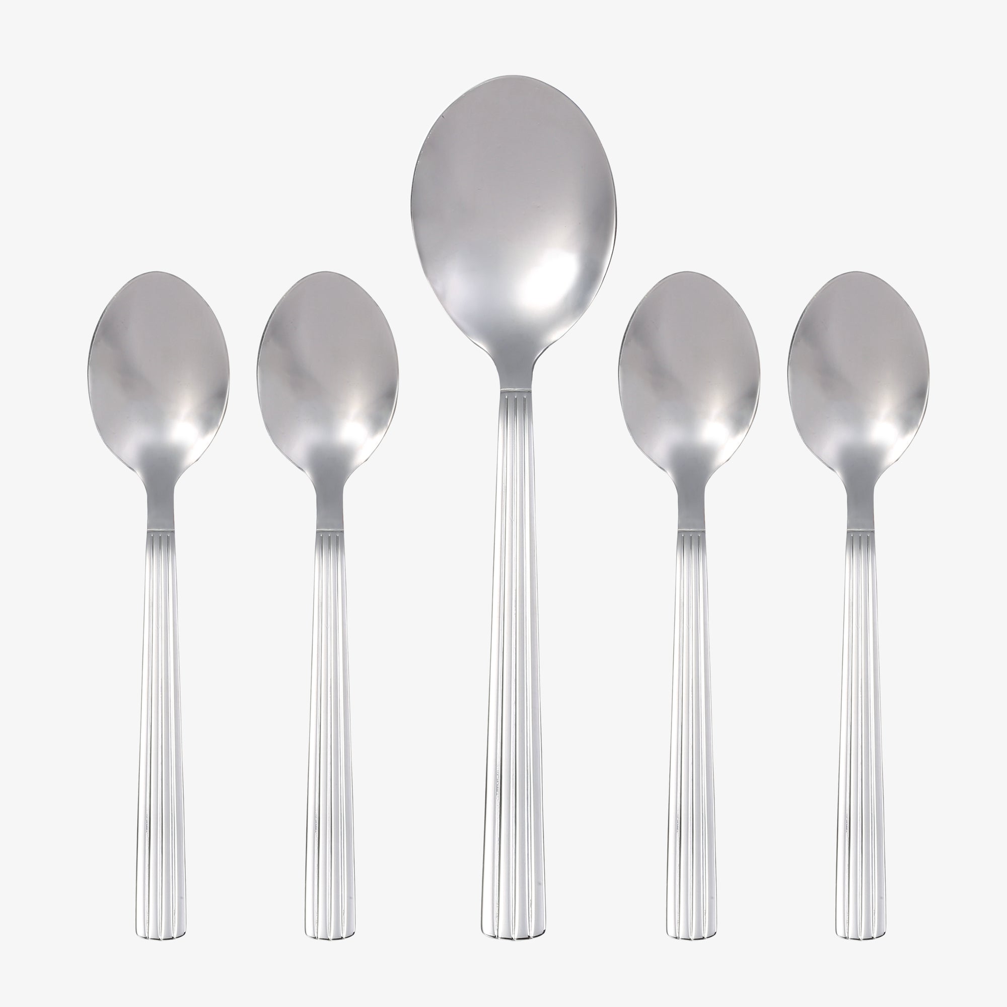 Groovy dessertsæt | Blank stål