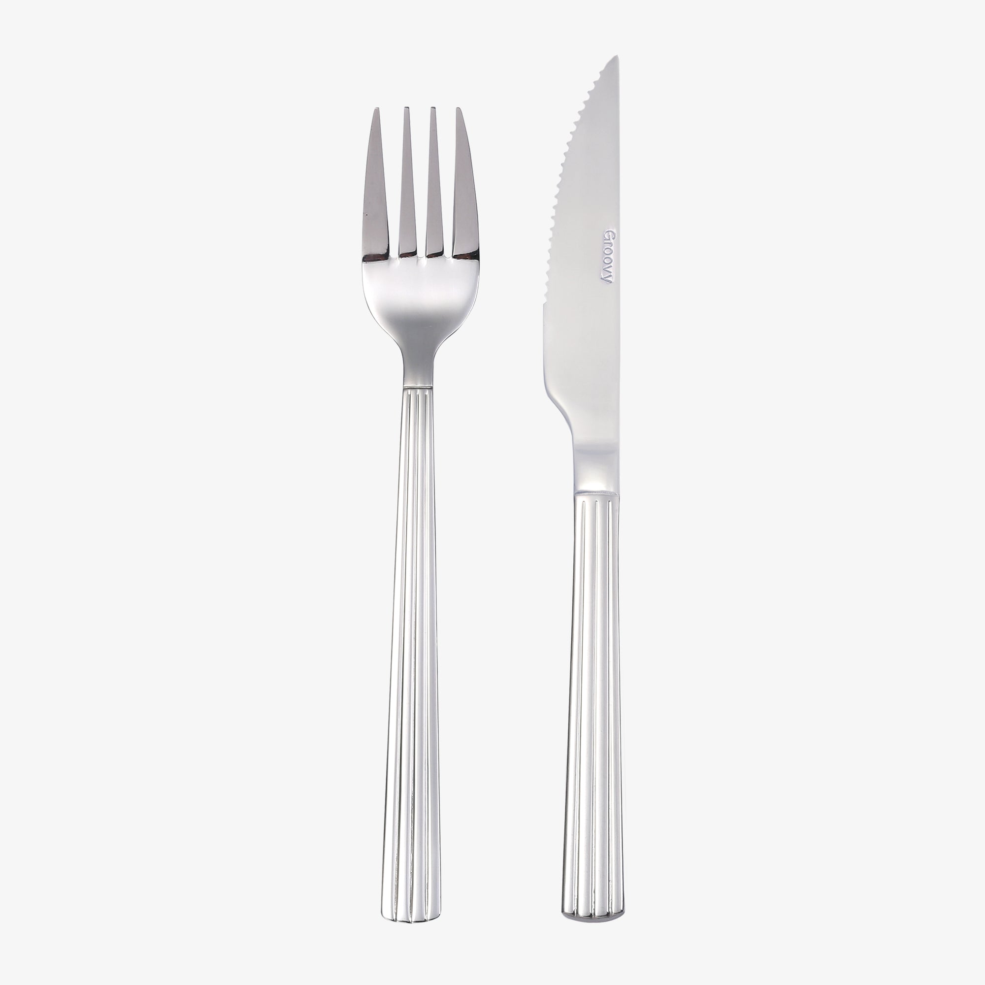 Groovy steaksæt | Blank stål