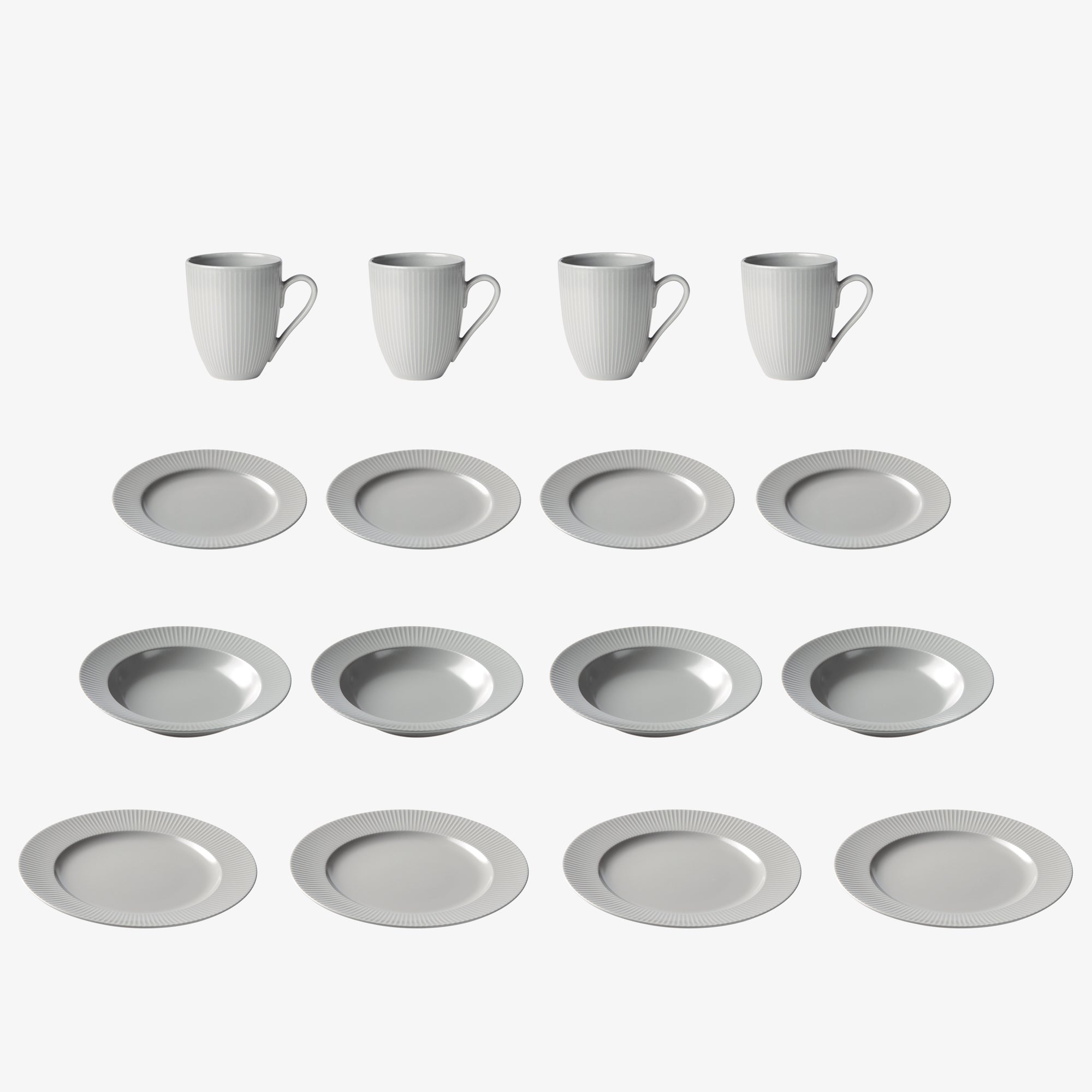 Groovy tallerkensæt med 16 dele | Grå