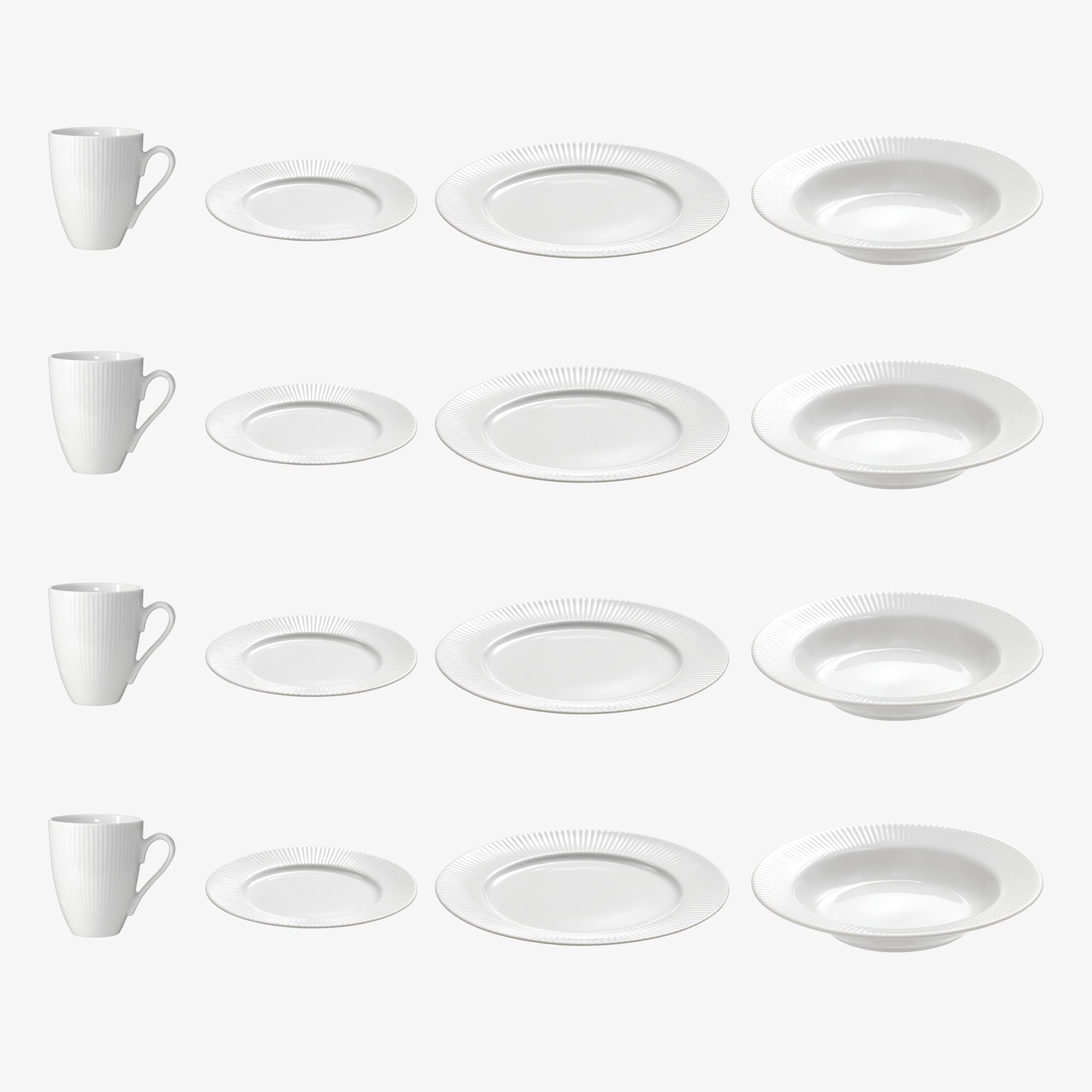 Groovy porcelæn tallerkensæt 16 dele | Hvid