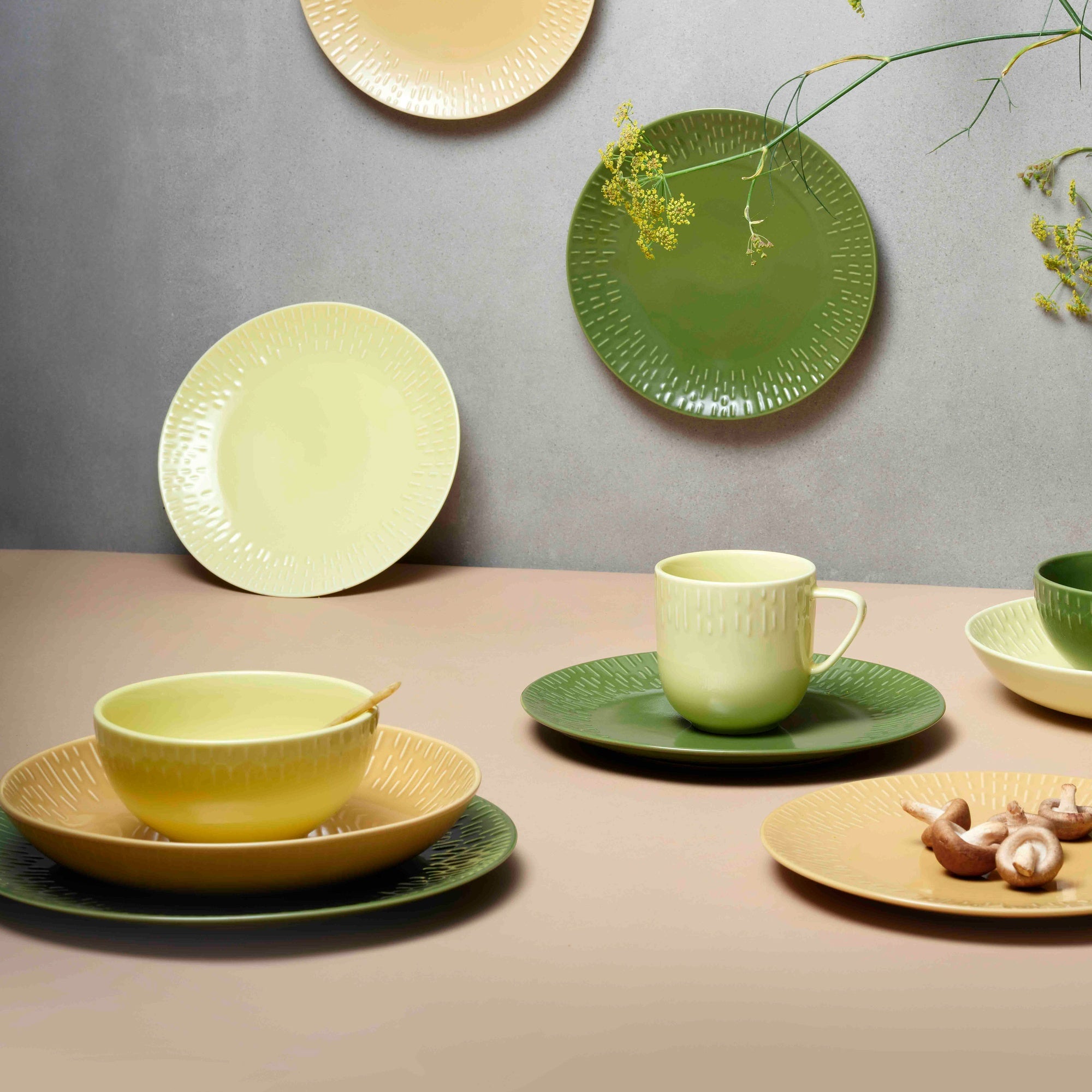 Confetti middagstallerken 4 stk. | Olive