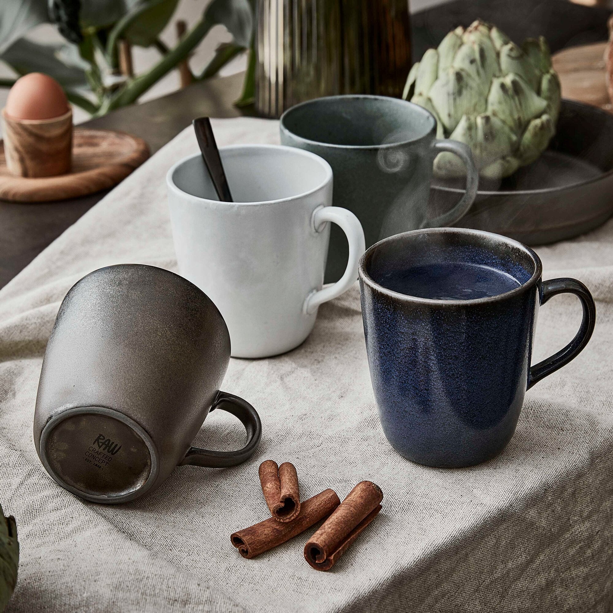 RAW krus med hank 4 stk. | Metallic Brown