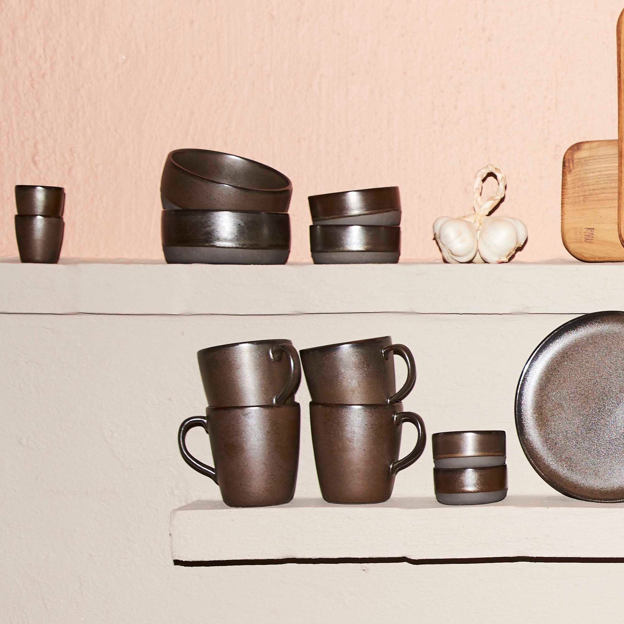 RAW krus med hank 4 stk. | Metallic Brown