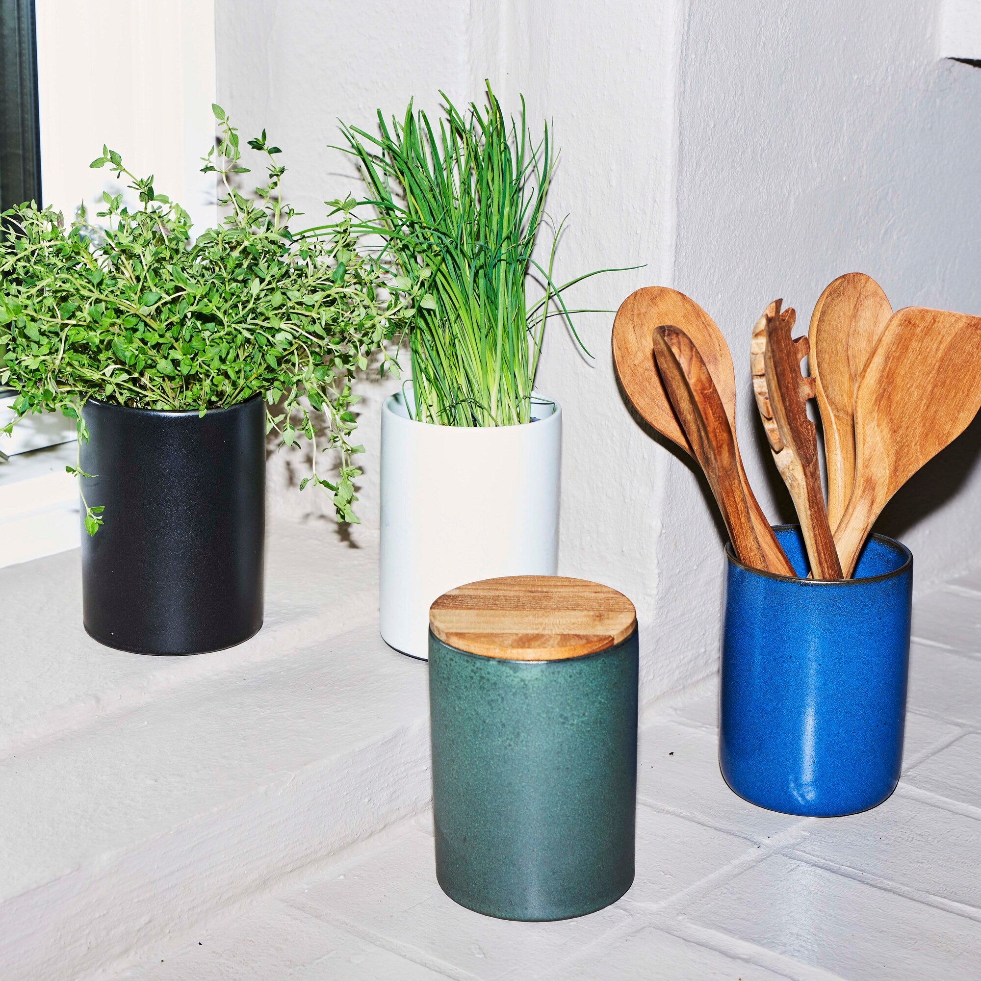 RAW opbevaringskrukke med teaklåg | Northern Green