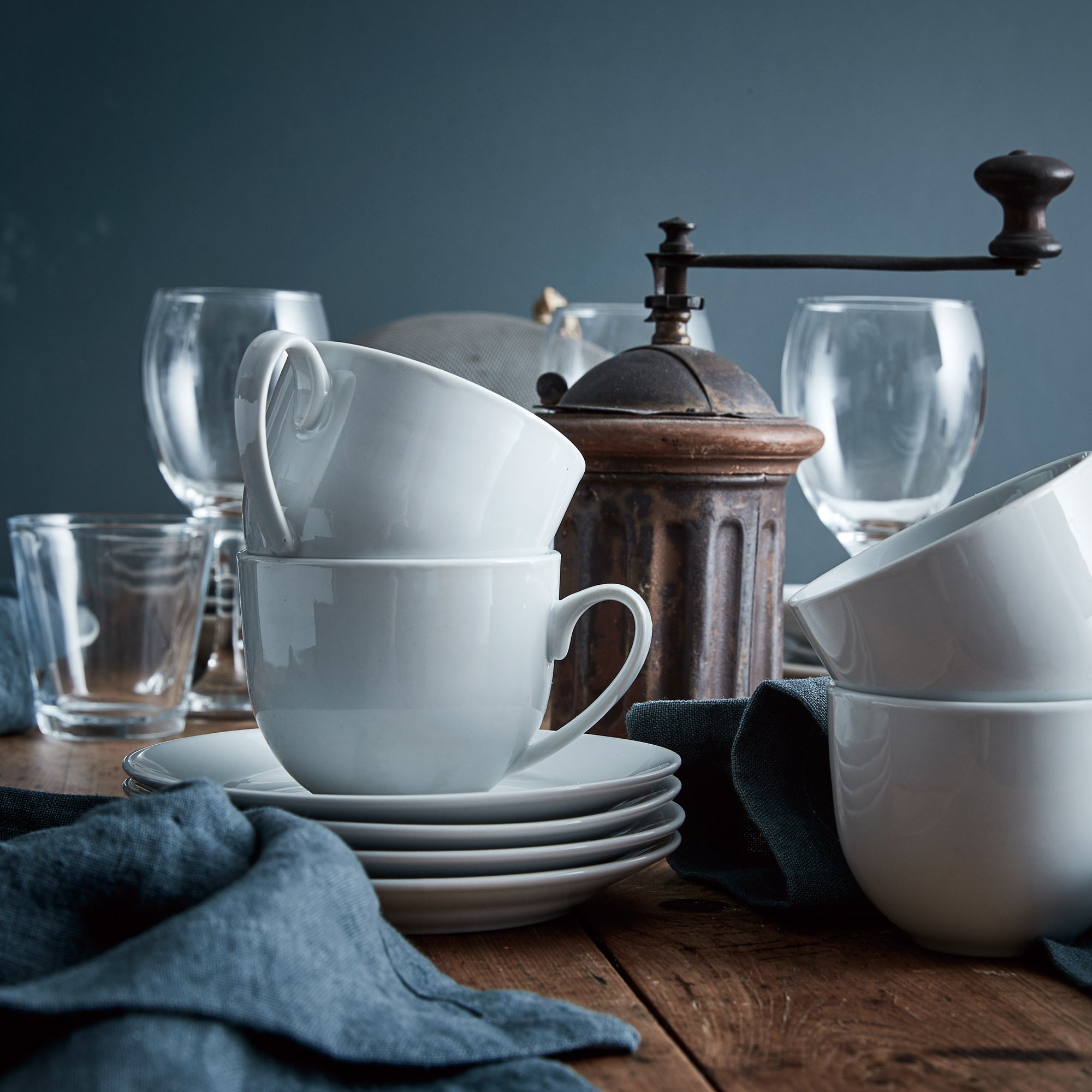 Café kaffekop med underkop 4 stk. | Hvid