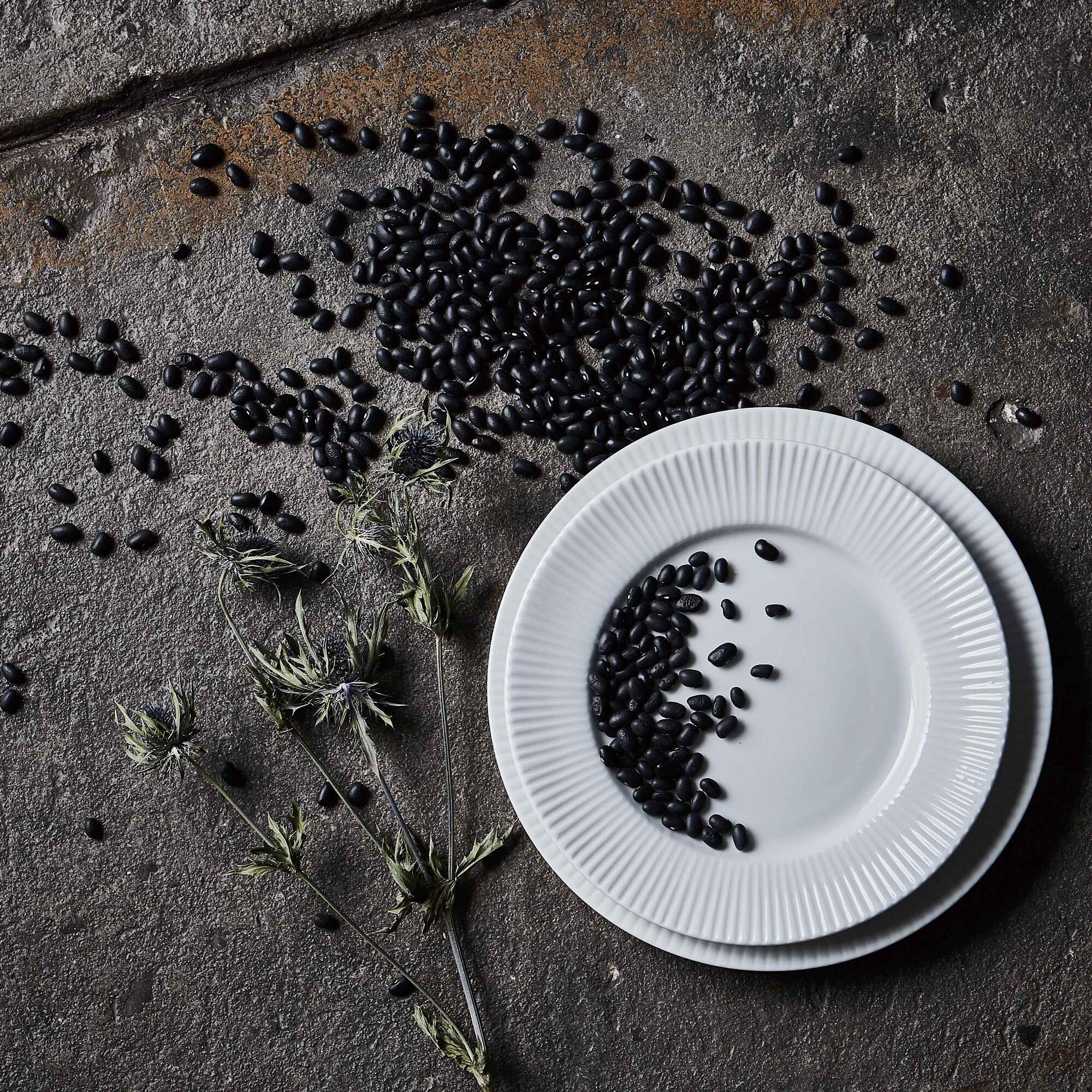 Groovy porcelæn frokosttallerken | Hvid