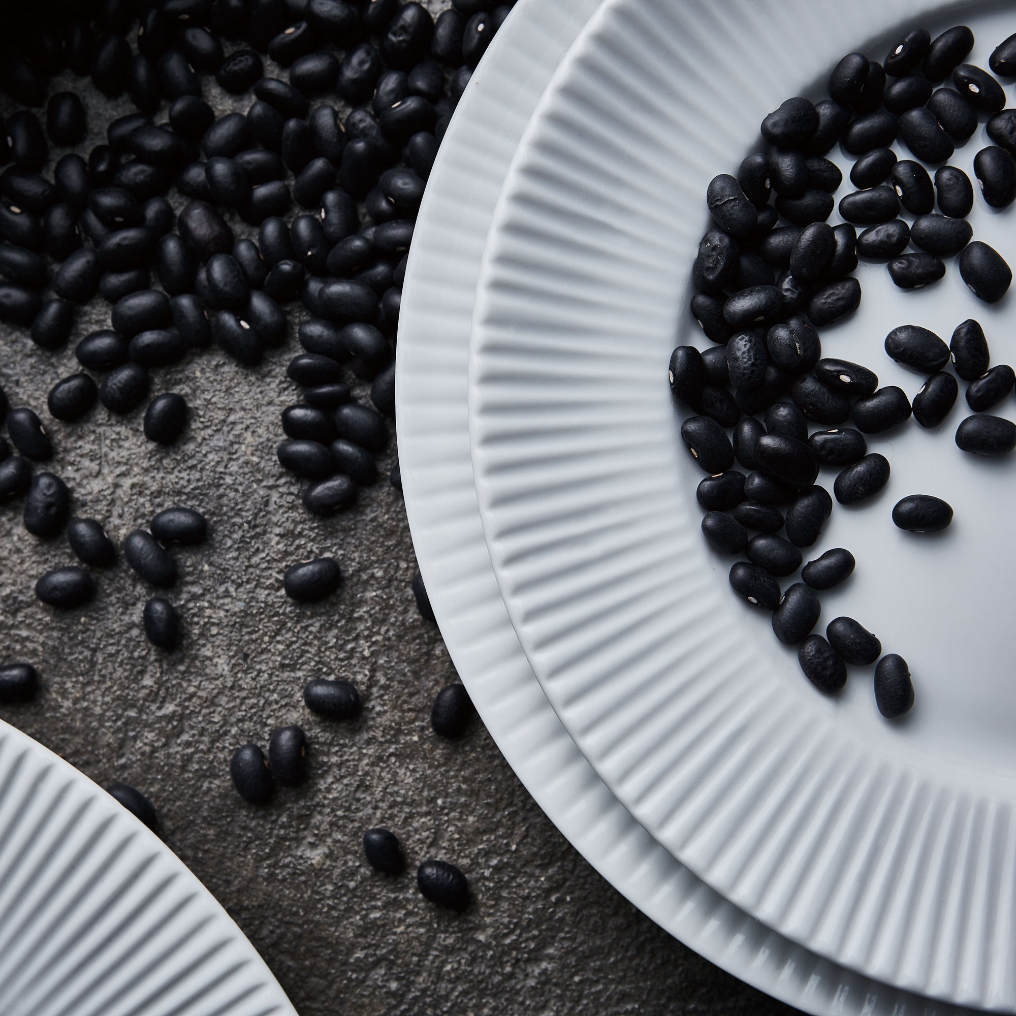 Groovy porcelæn frokosttallerken | Hvid