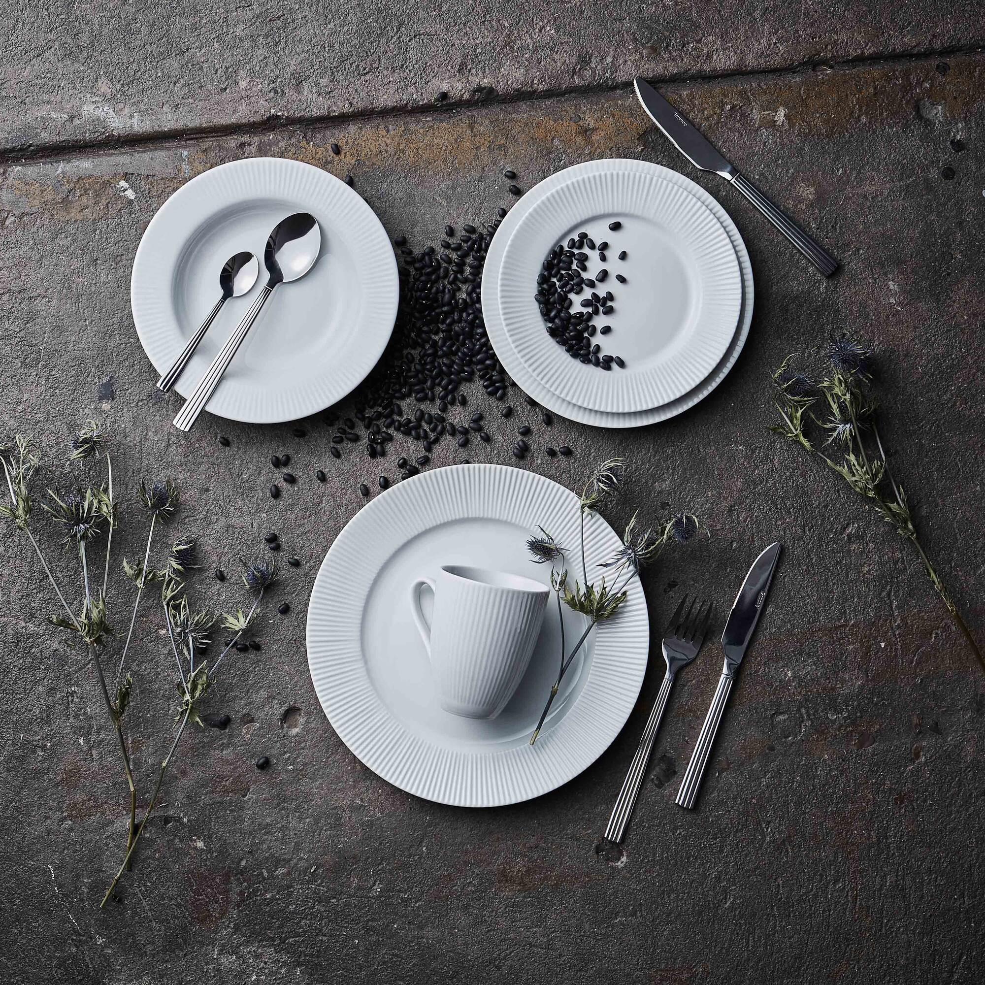 Groovy porcelæn frokosttallerken | Hvid