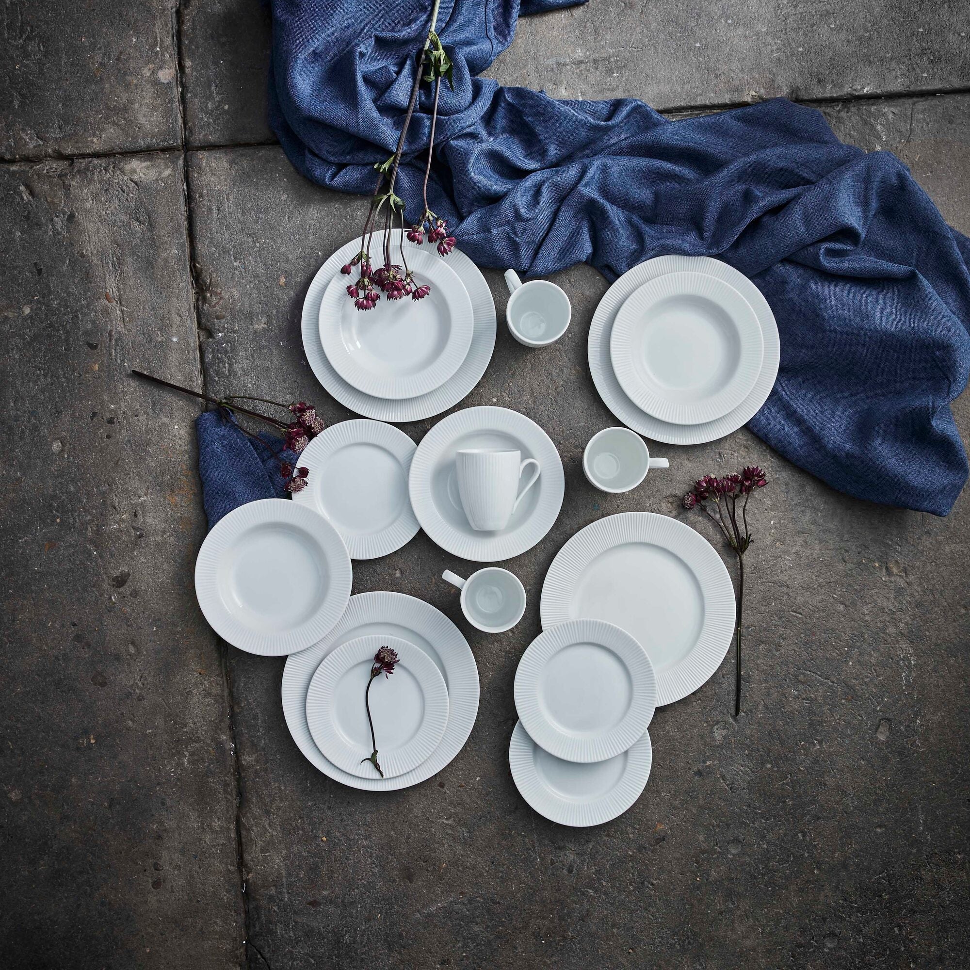 Groovy porcelæn frokosttallerken | Hvid