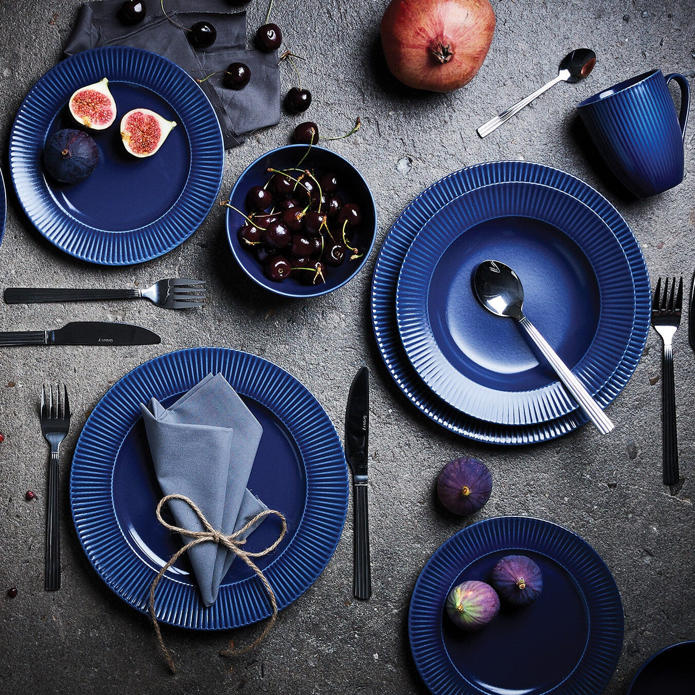 Groovy tallerkensæt med 16 dele | Blå