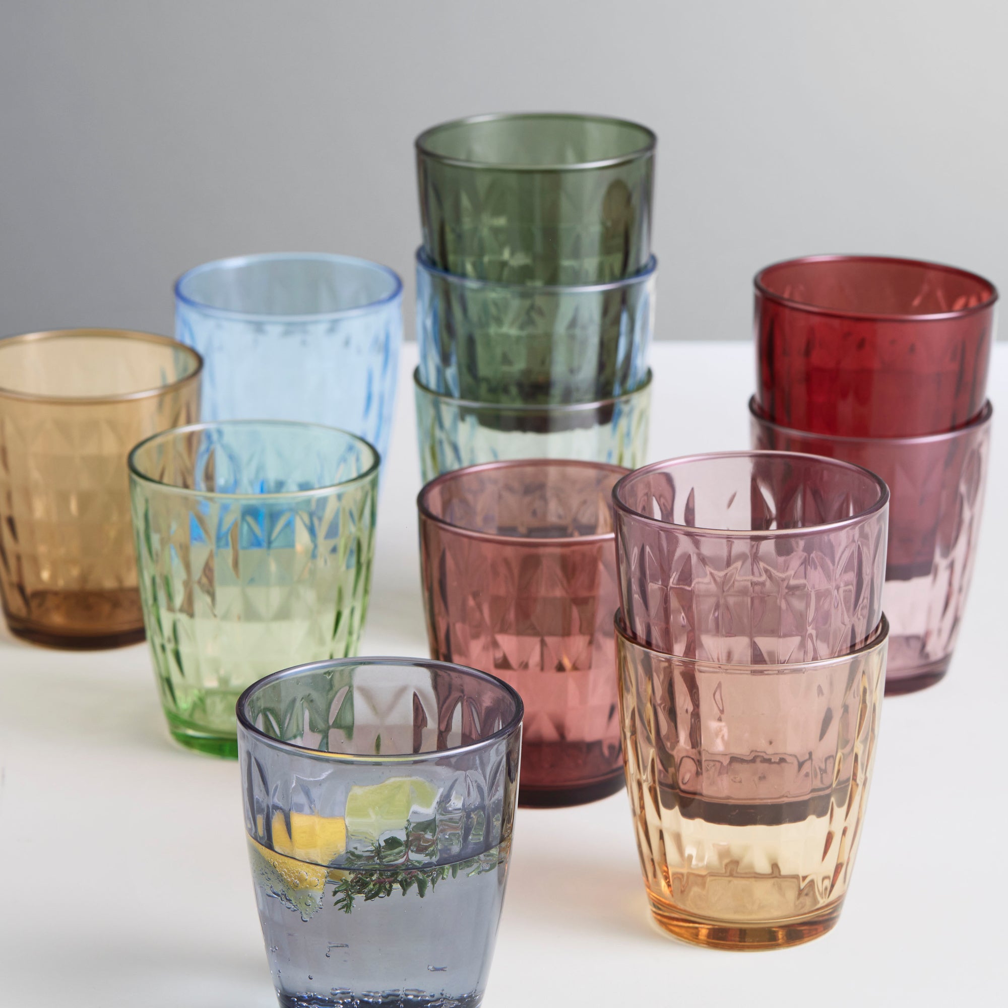 Mosaic vandglas 4 stk. røde nuancer | Multi-farvet