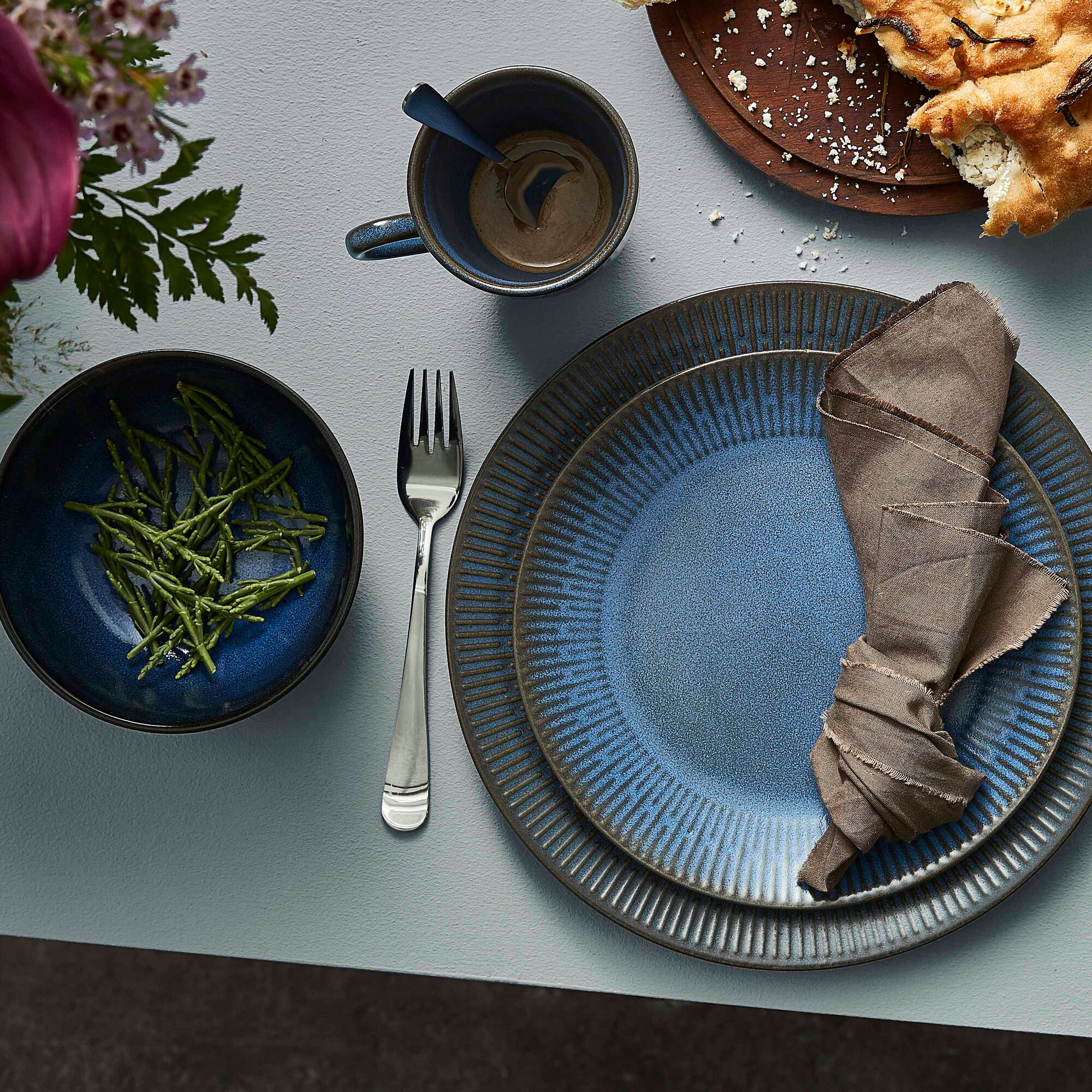 Relief frokosttallerken | Blå