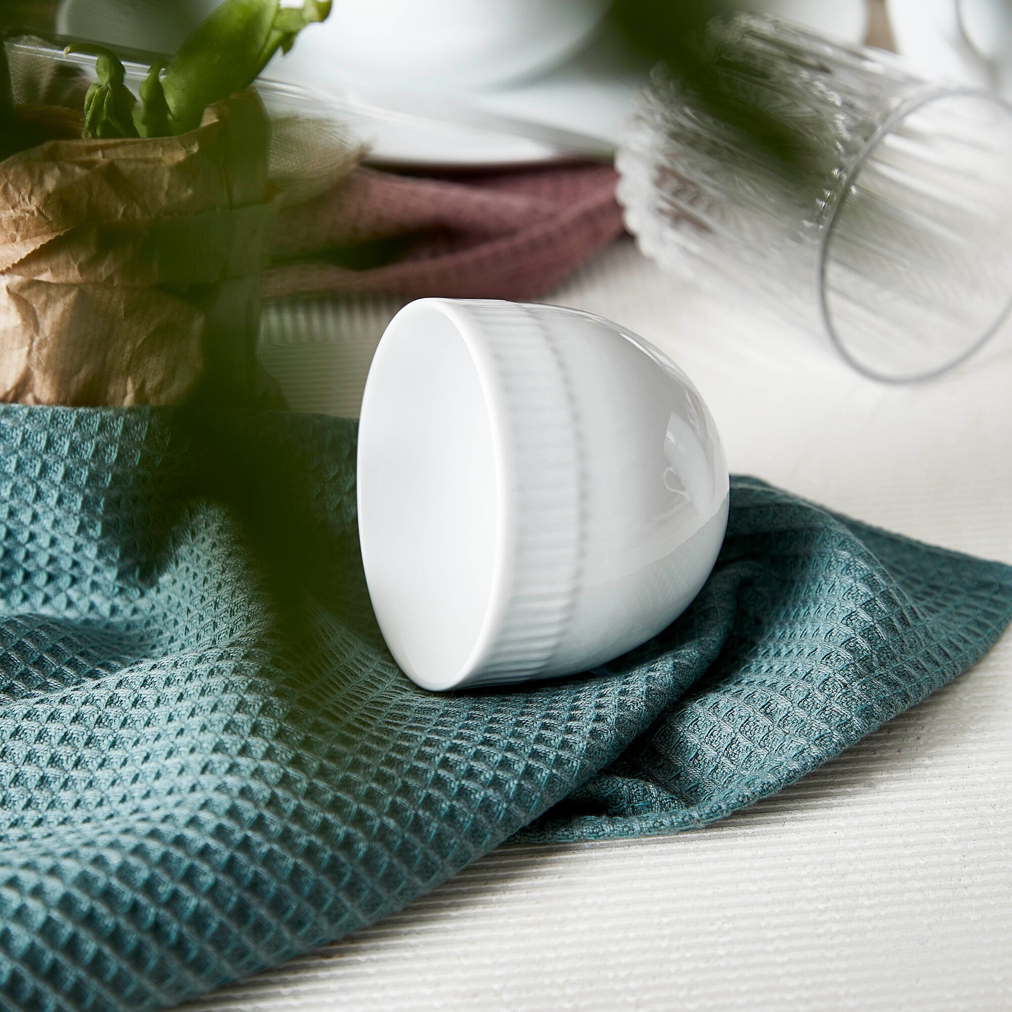 Relief sukkerskål | Hvid