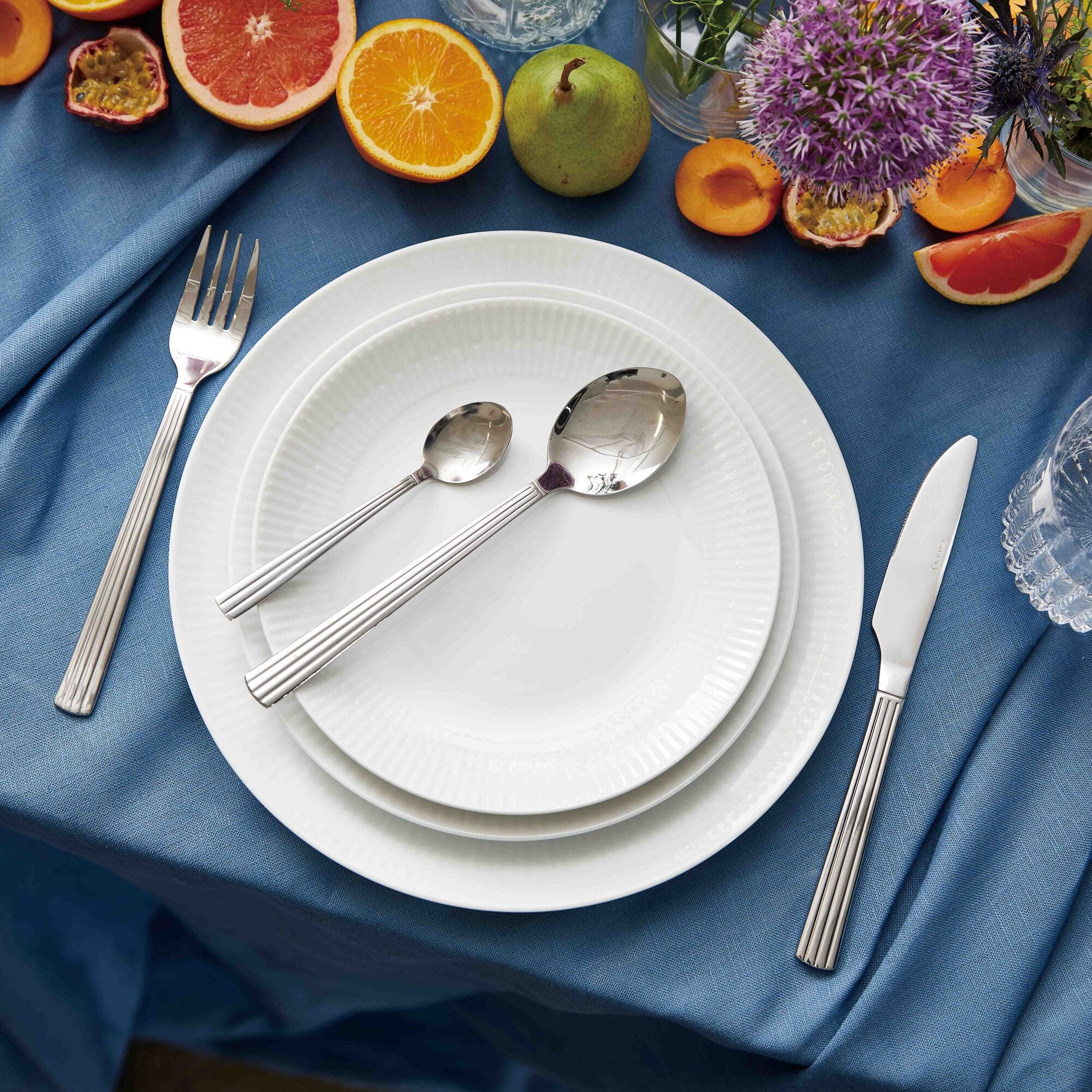 Relief frokosttallerken 4 stk. | Hvid