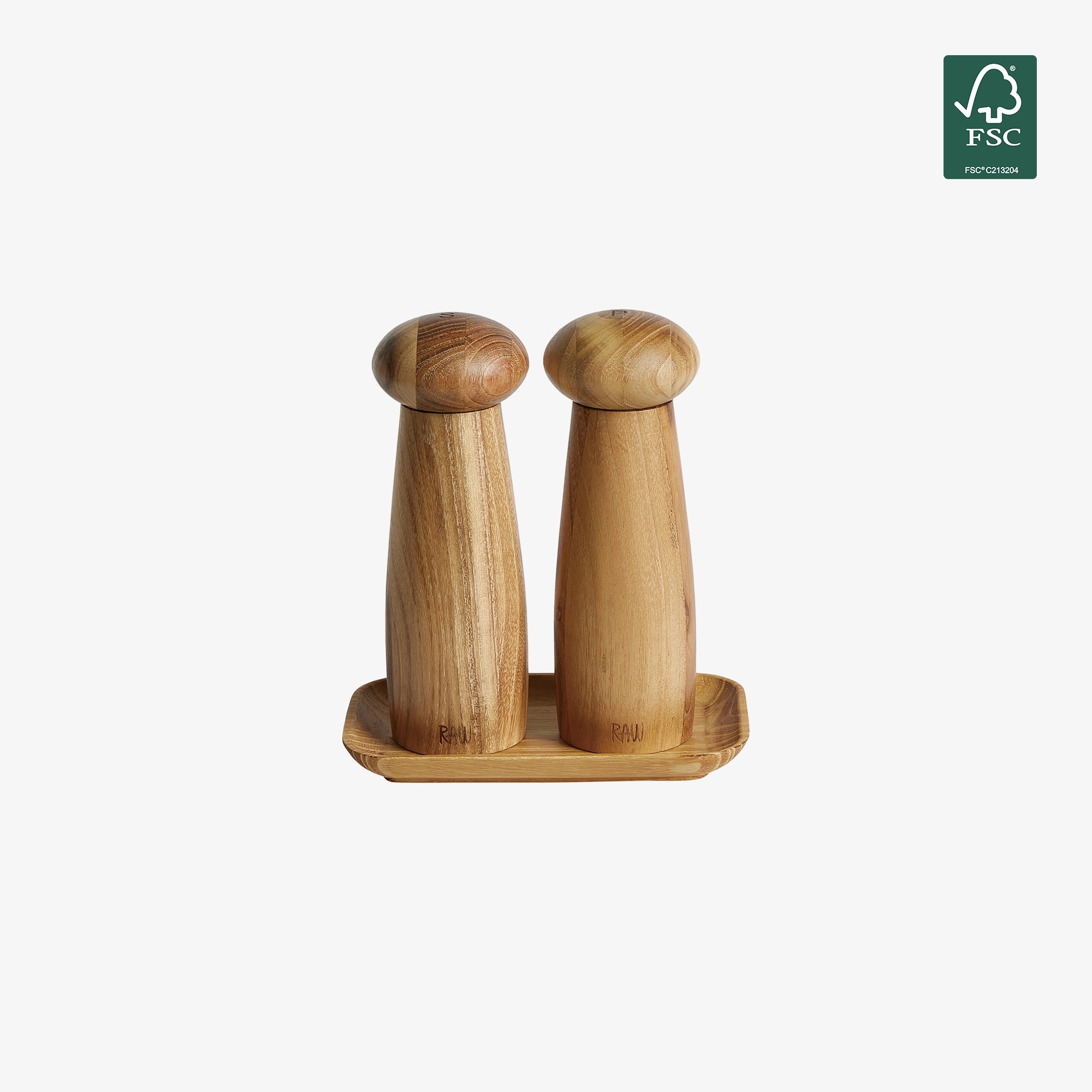 RAW Teak kværnesæt med bakke 3 dele | Lys