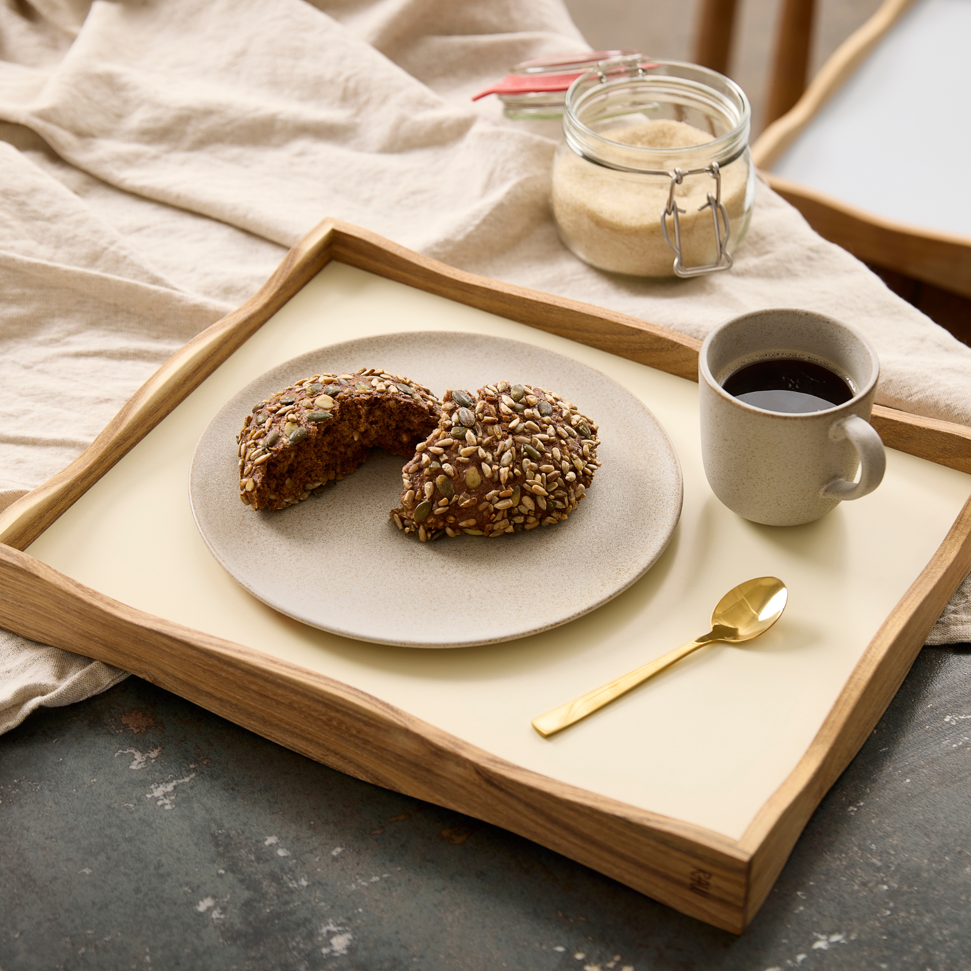 RAW Teak vendbar bakke 38 cm | Natural