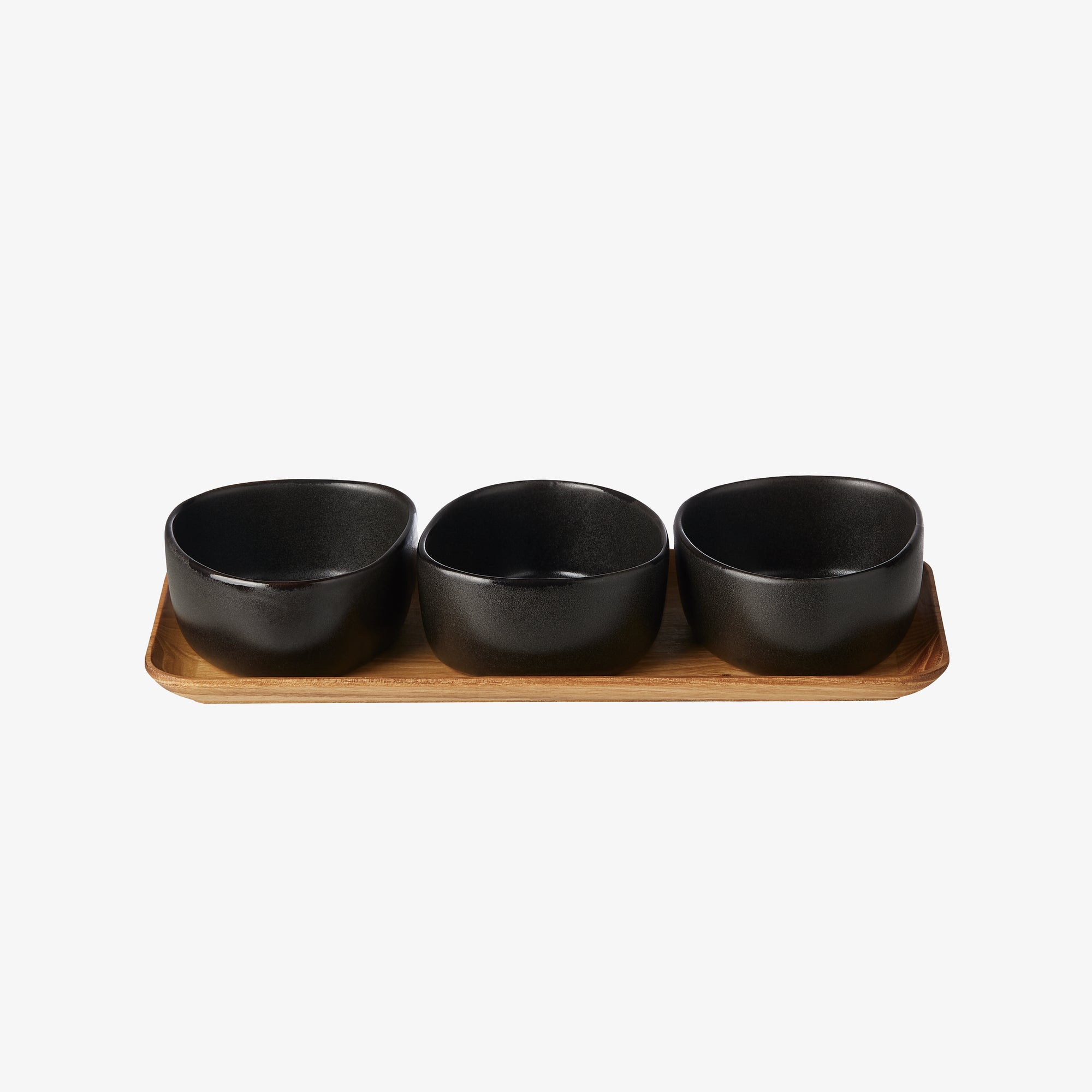 RAW Organic skåle på teakbræt | Titanium Black
