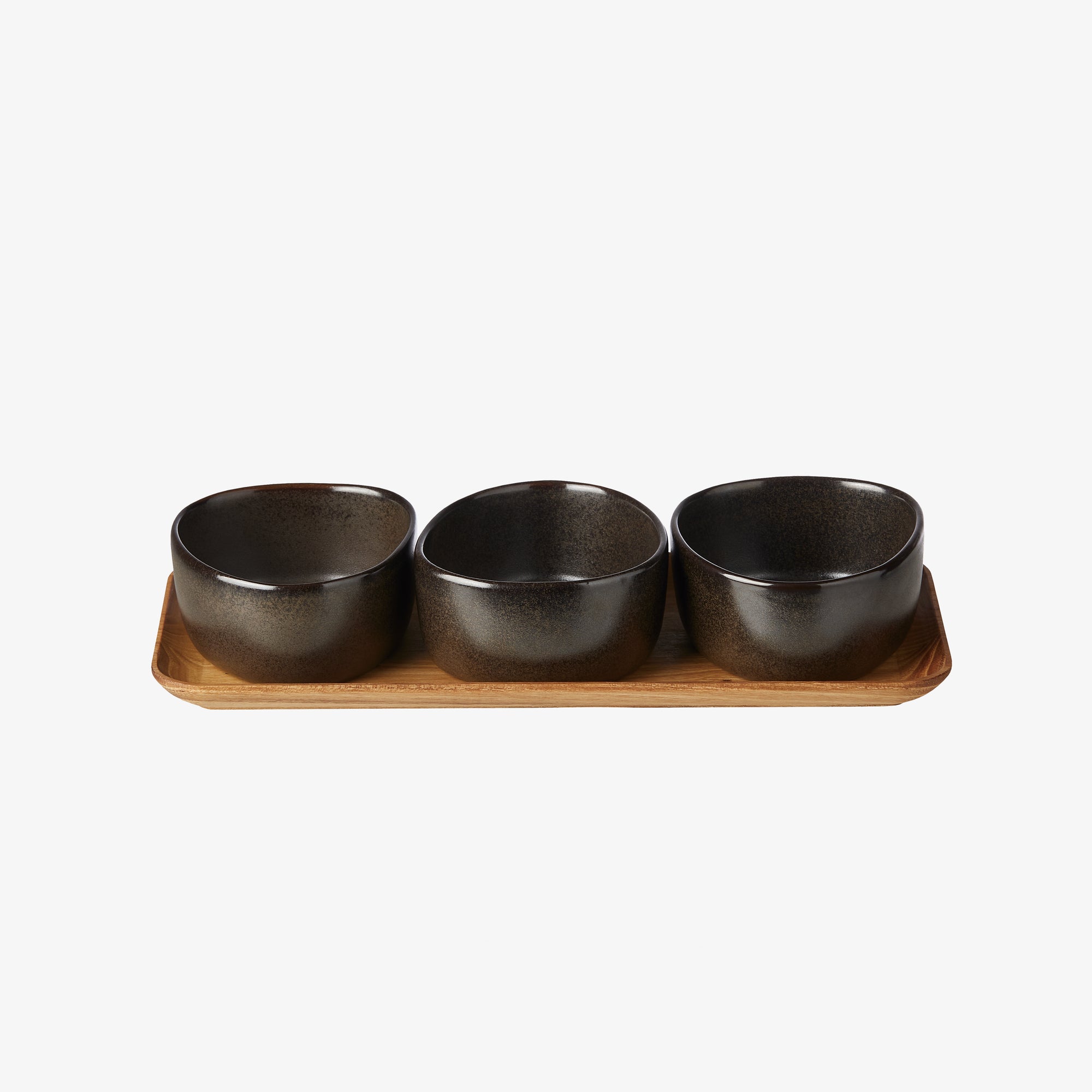 RAW Organic skåle på teakbræt | Metallic Brown