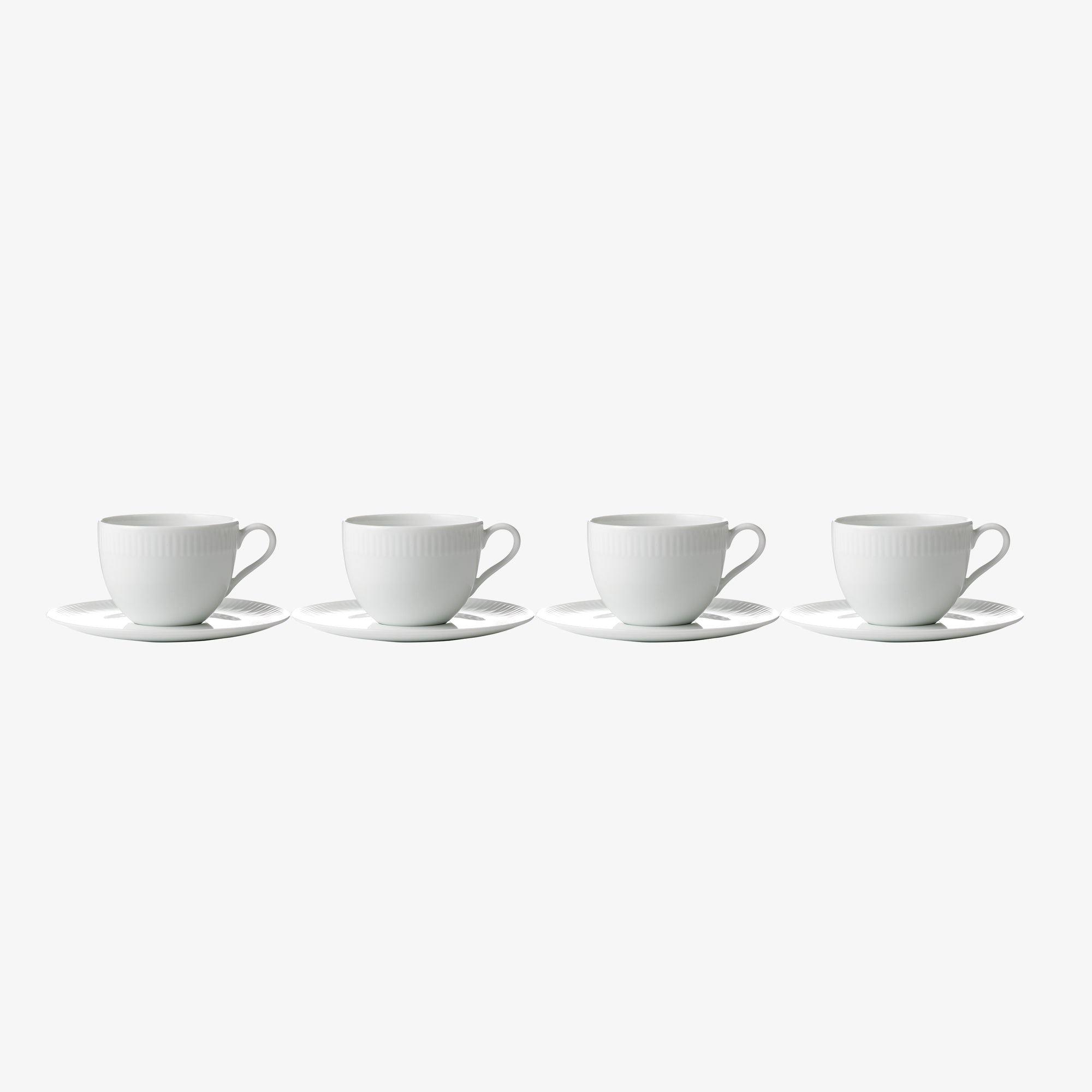 Relief kaffekop med underkop 4 stk. | Hvid