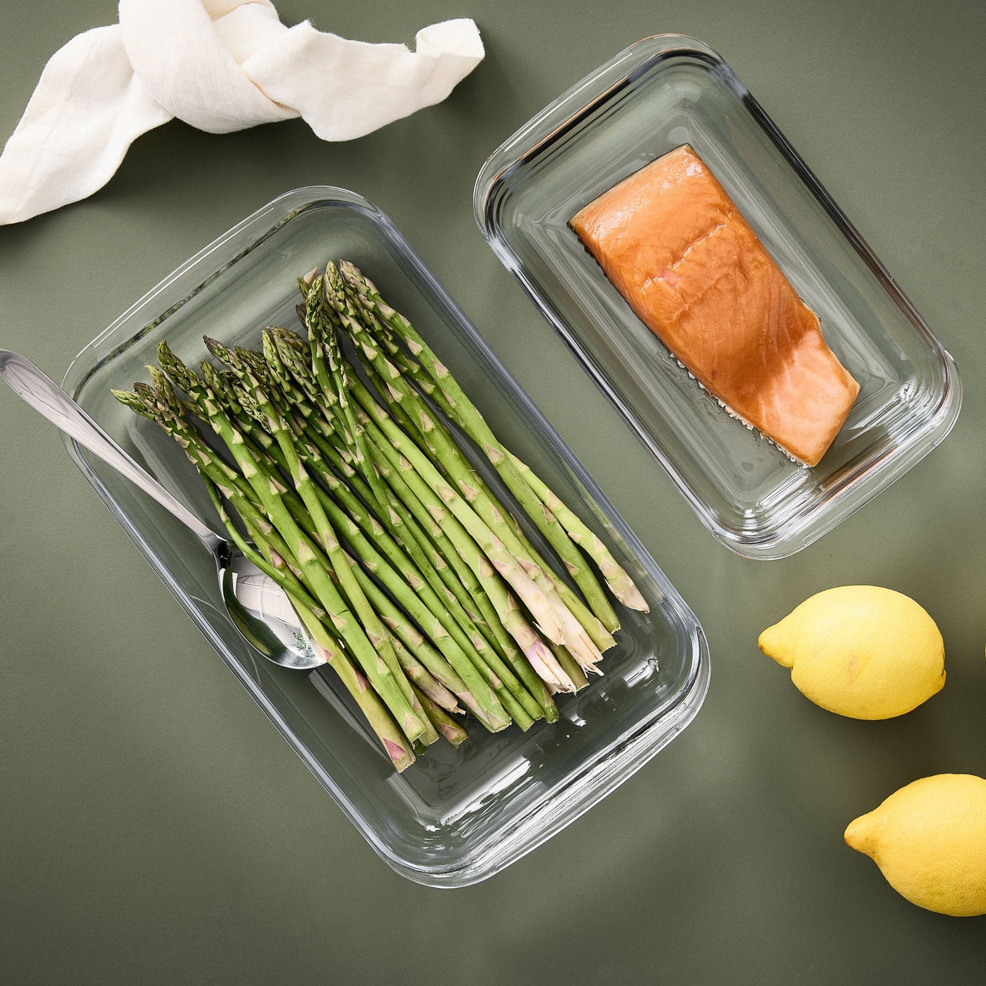 Aroma rektangulære fade i glas 2 dele | Klar