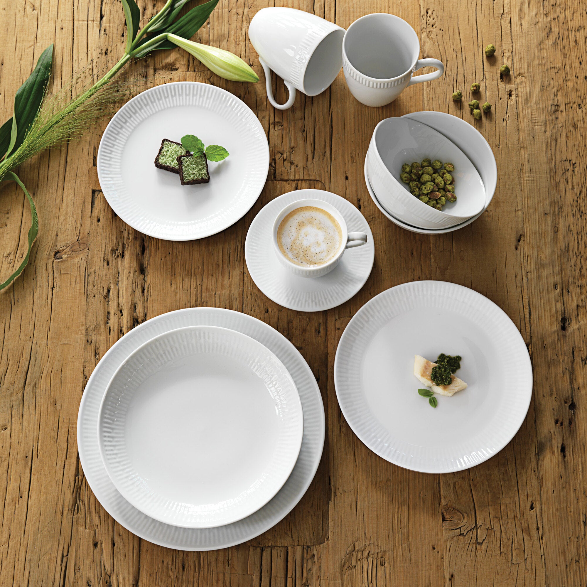 Relief suppetallerken 4 stk. | Hvid