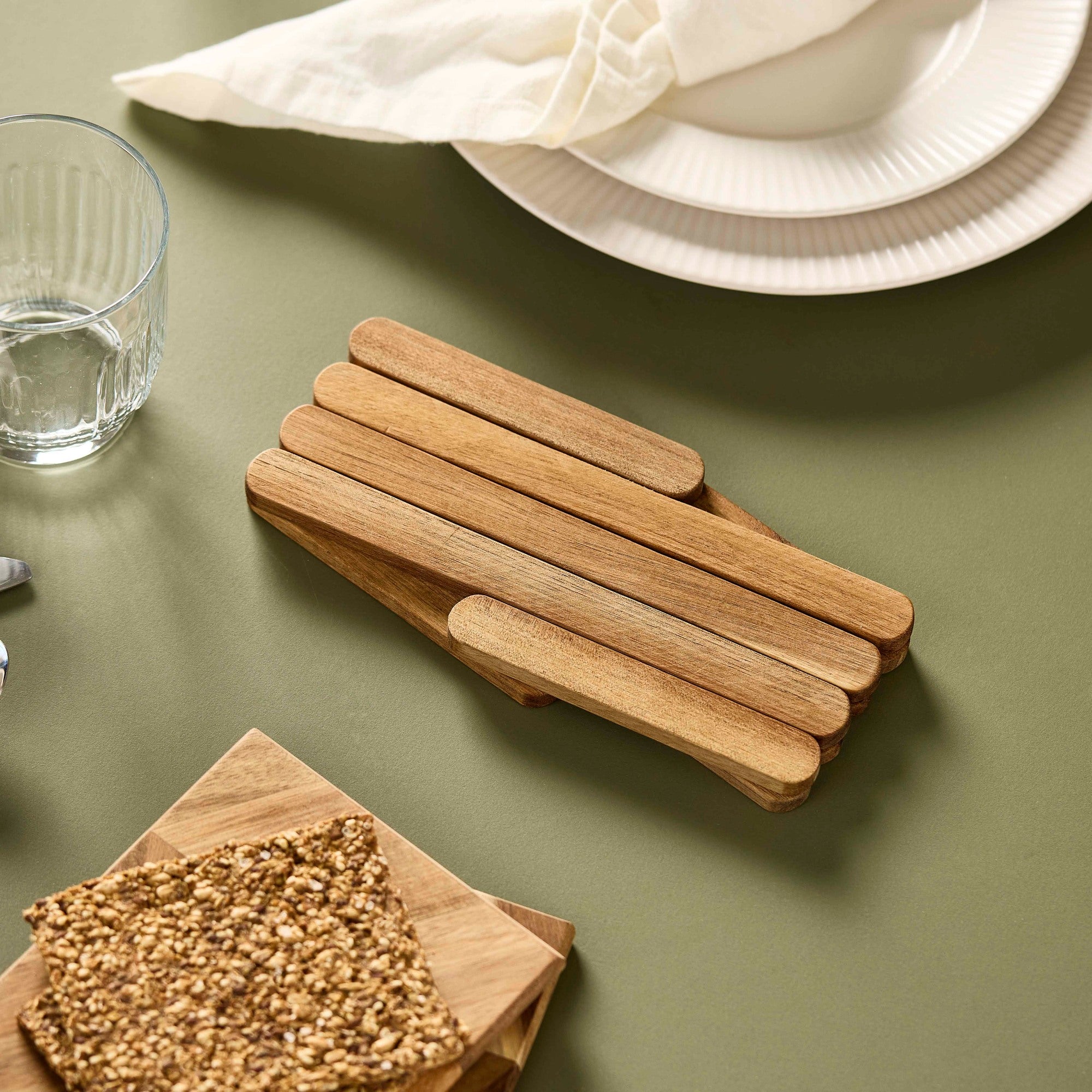 Akacie justerbar bordskåner | Natural
