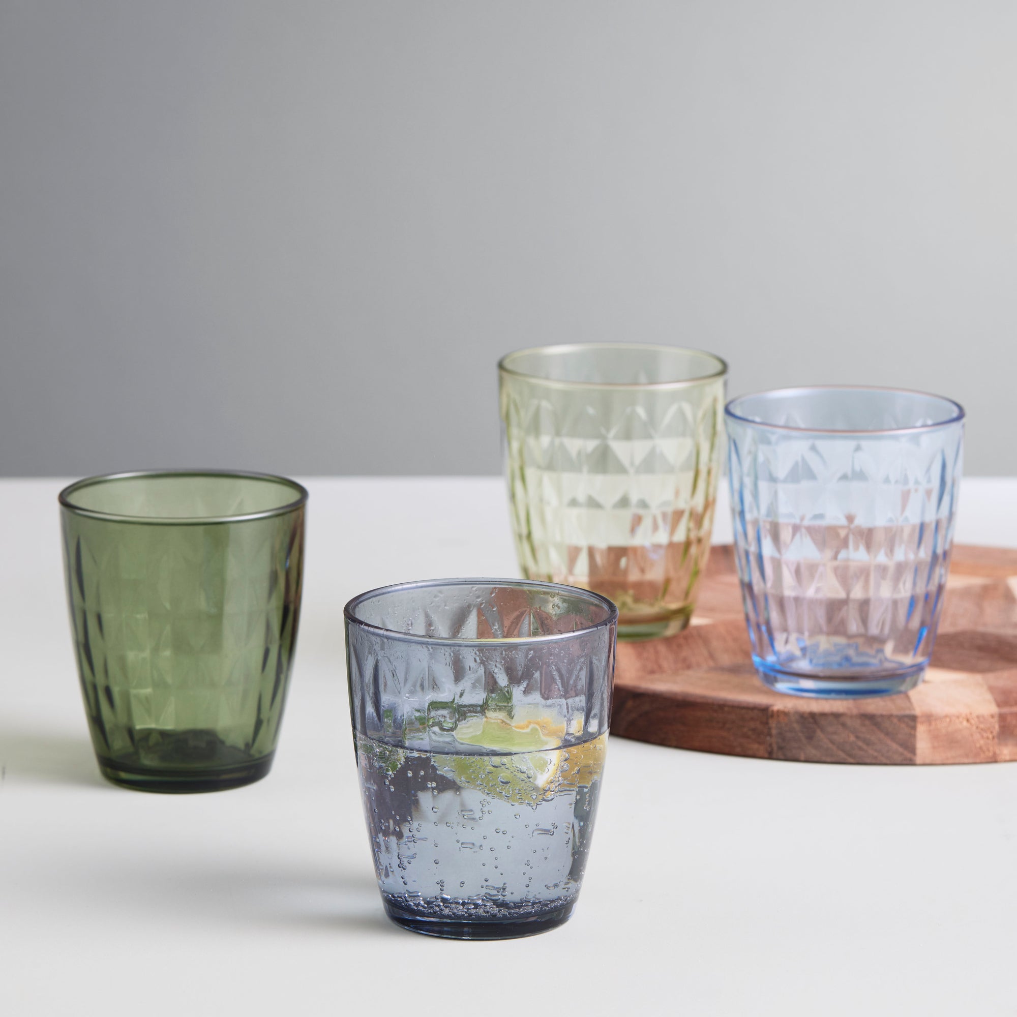 Mosaic vandglas 4 stk. blå/grønne nuancer | Multi-farvet