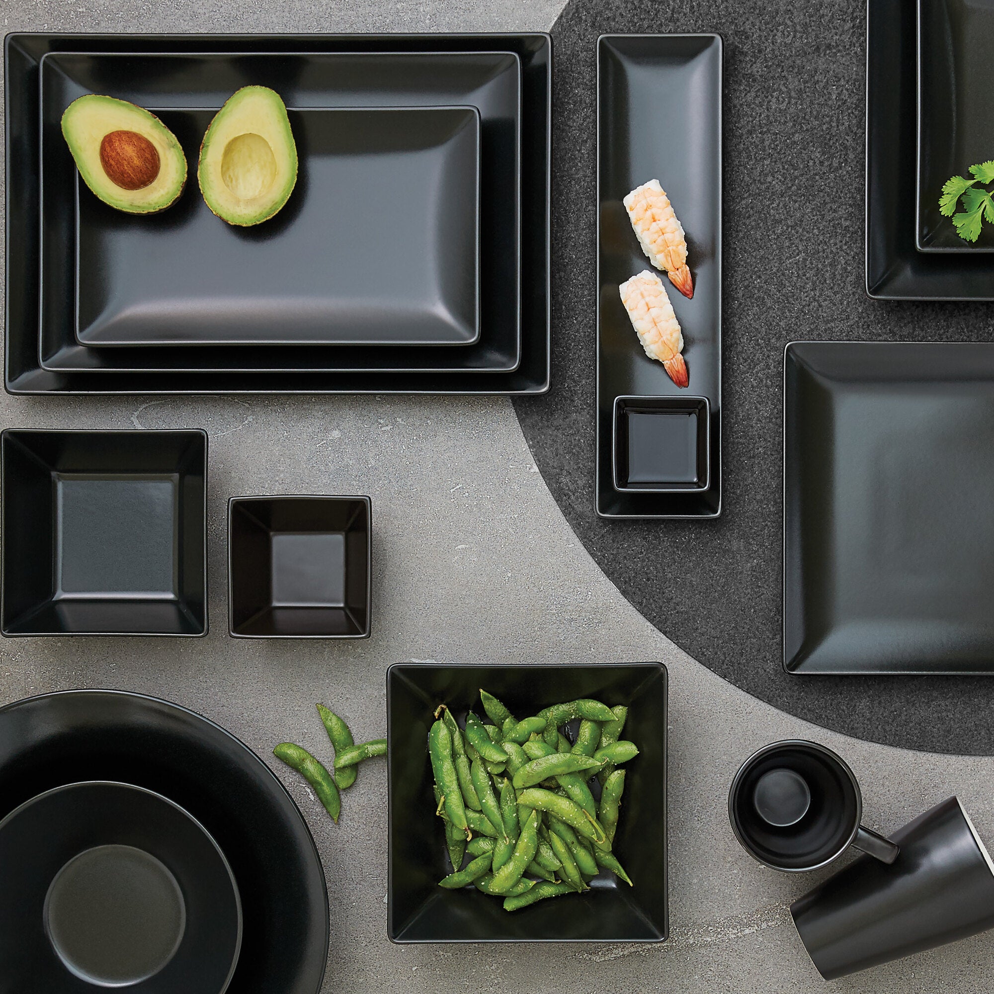 Quadro rektangulær tallerken 25 cm | Sort