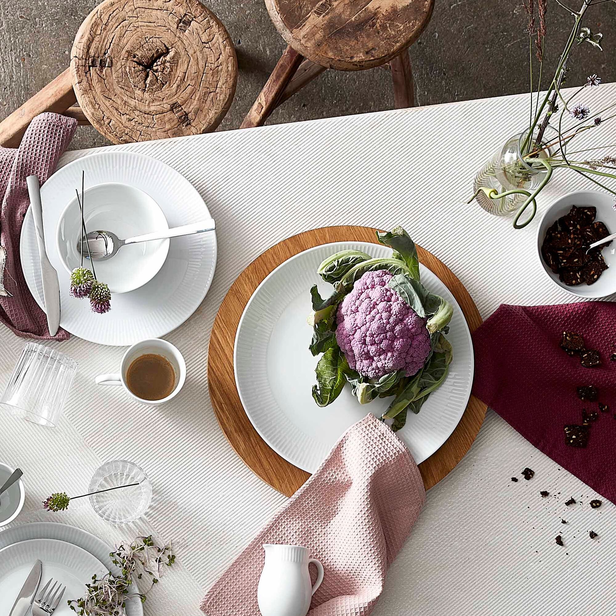 Relief rundt fad | Hvid