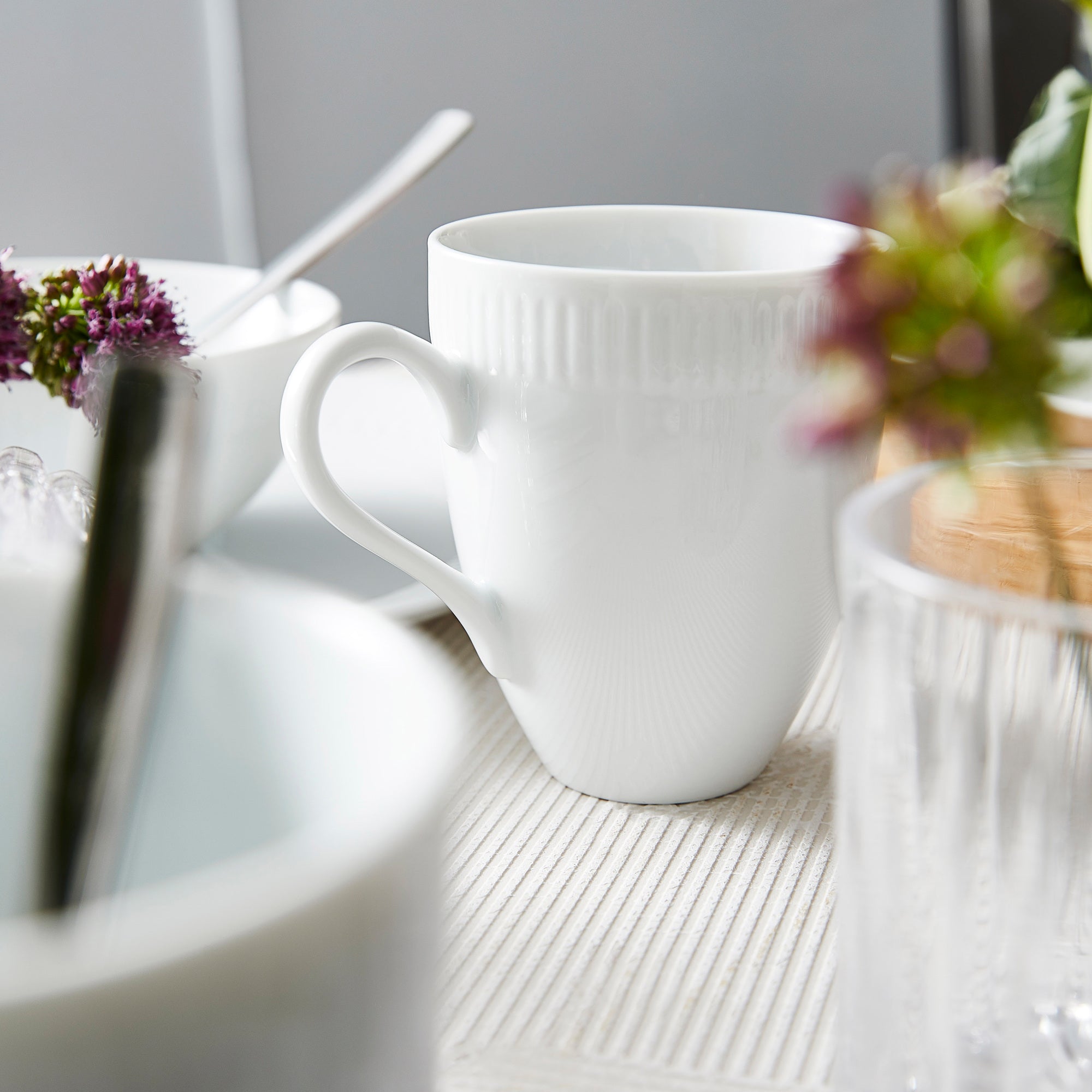 Relief krus med hank 4 stk. | Hvid