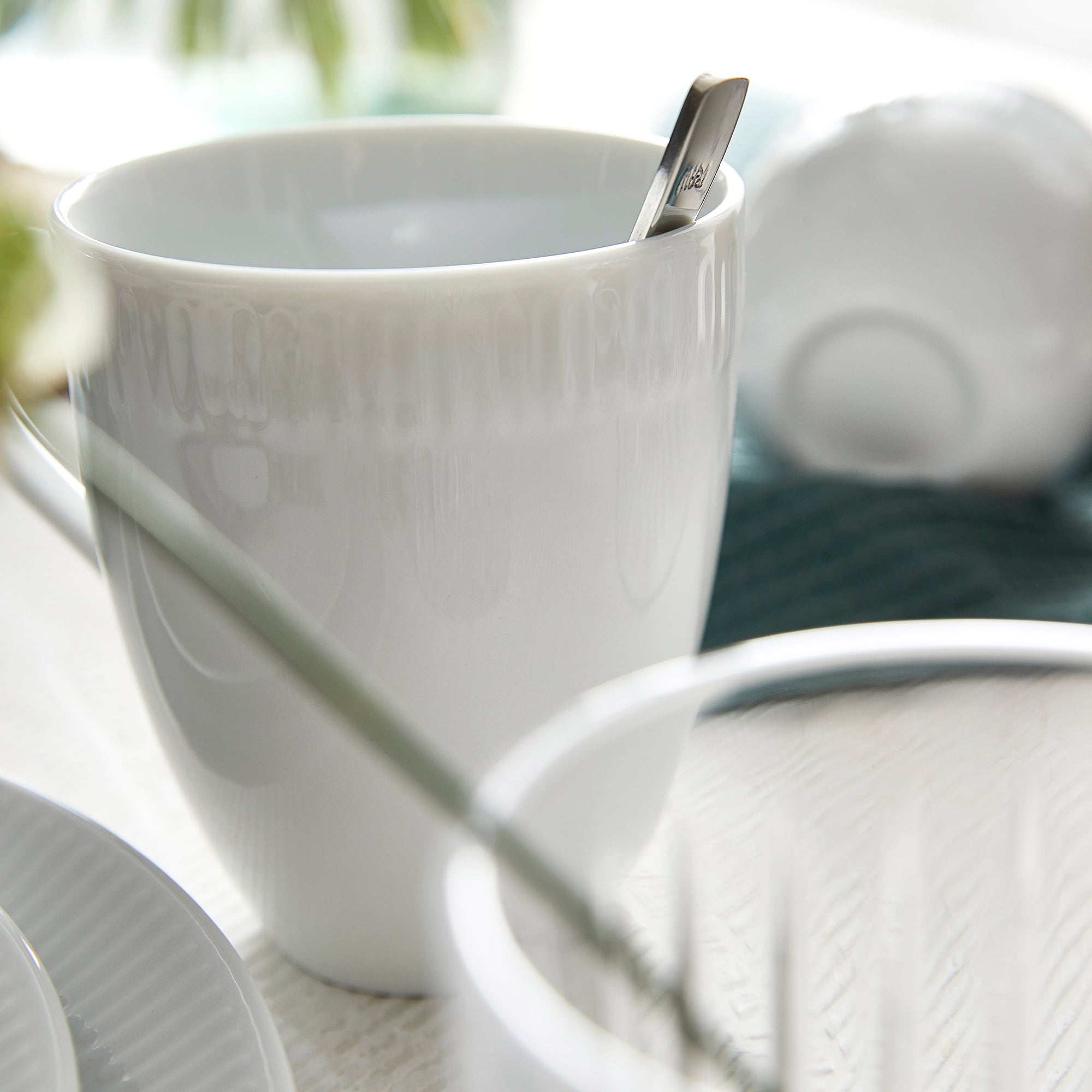 Relief krus med hank 4 stk. | Hvid