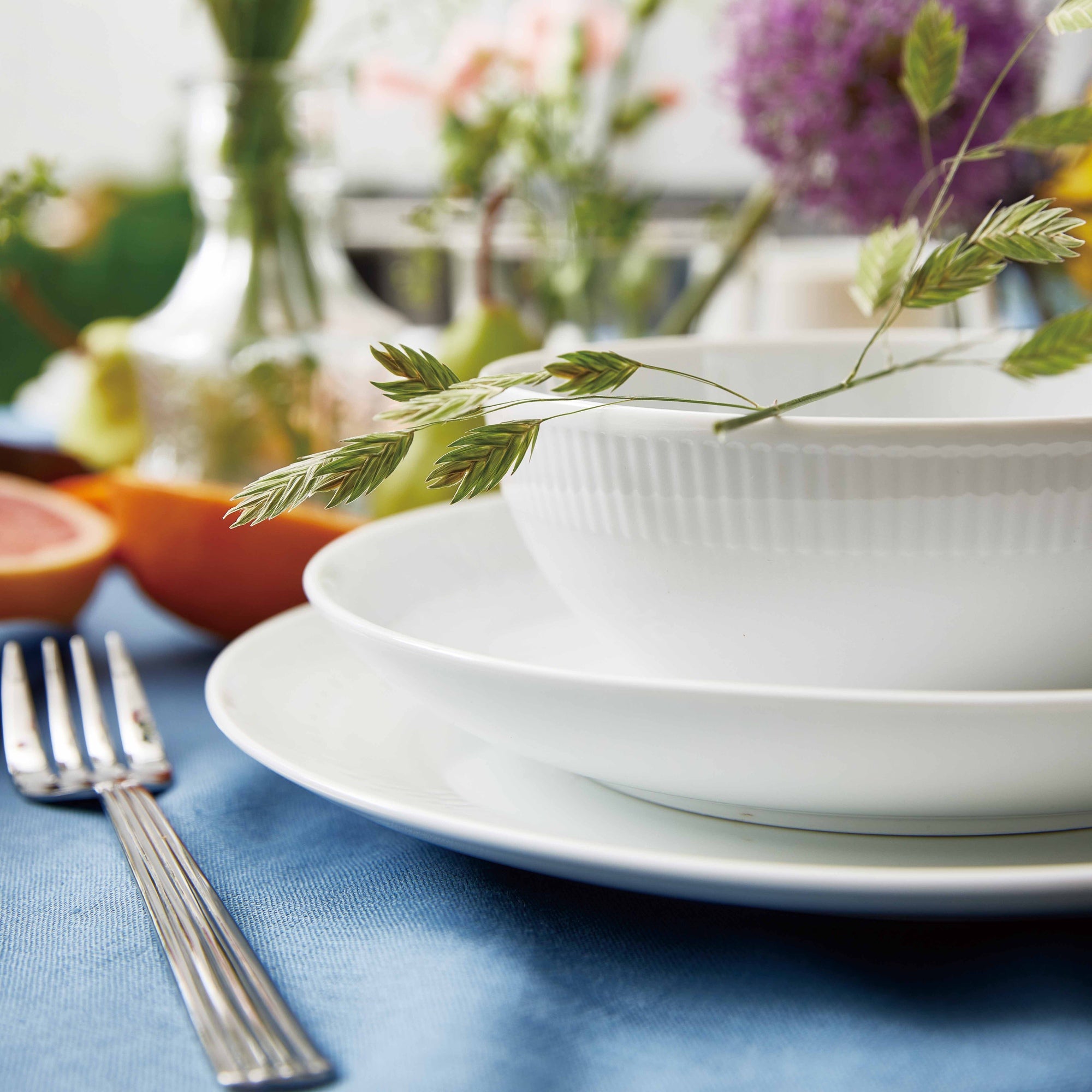 Relief skål 4 stk. | Hvid