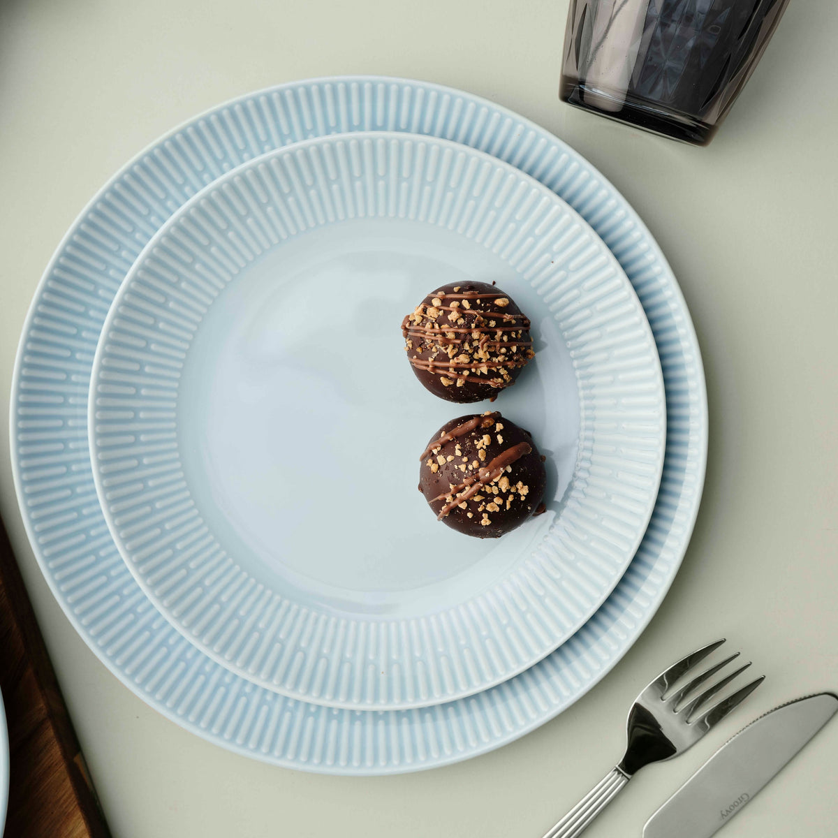 Relief middagstallerken 4 stk. | Light Blue